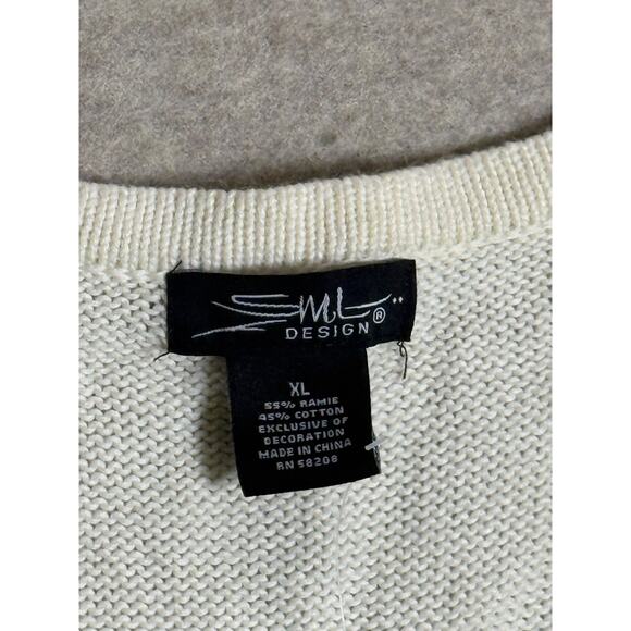 Christmas Sweater Vest Sequins Presents Snowflakes Size XL NEW Cream Silver - Picture 4 of 7